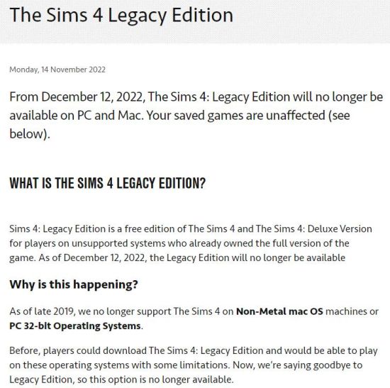 《模拟人生4》年底永久停止32位系统支持想玩就要升级电脑图片2