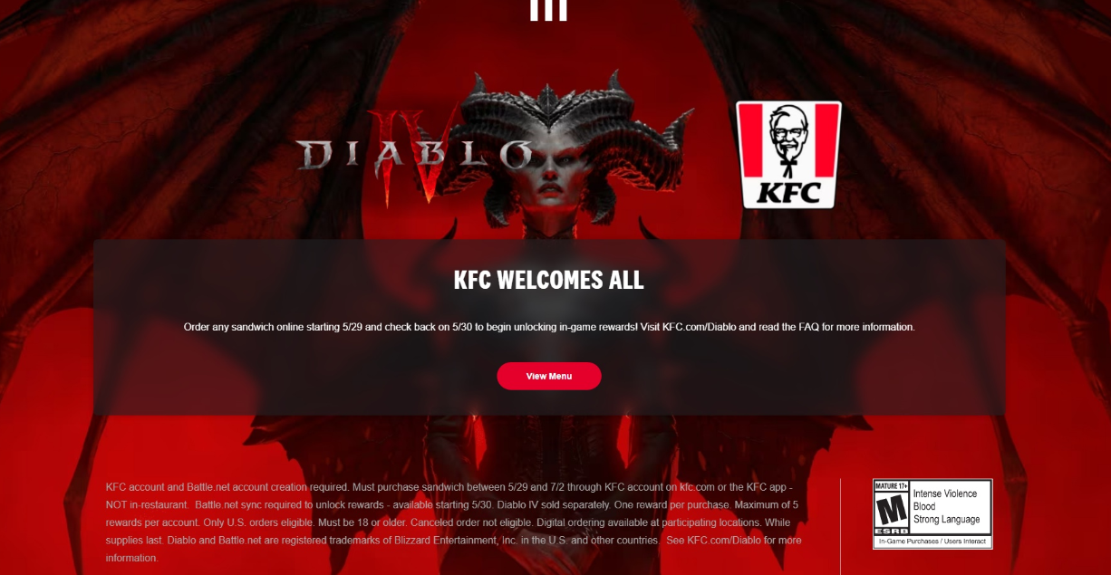 《暗黑破坏神4》再次联动KFC！活动已在美国地区推出图片1