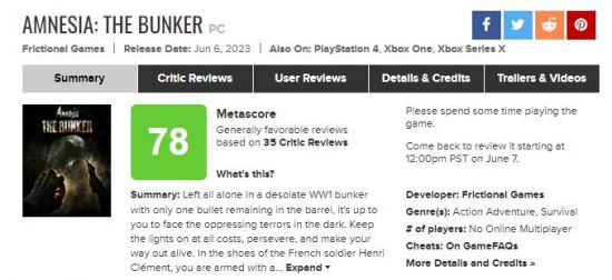 《失忆症：地堡》今日正式发售IGN和GS双8分评价图片2