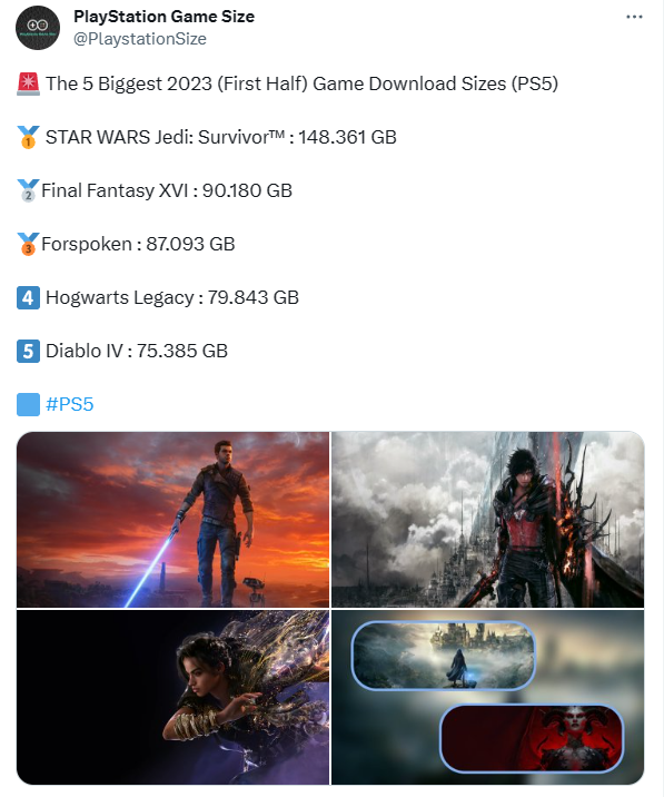 2023上半年PS5游戏体积TOP5作品公布：第一名近150G图片1