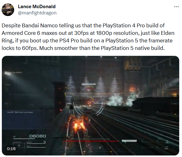 《装甲核心6》在PS5运行PS4版本比PS5原生版本流畅图片2