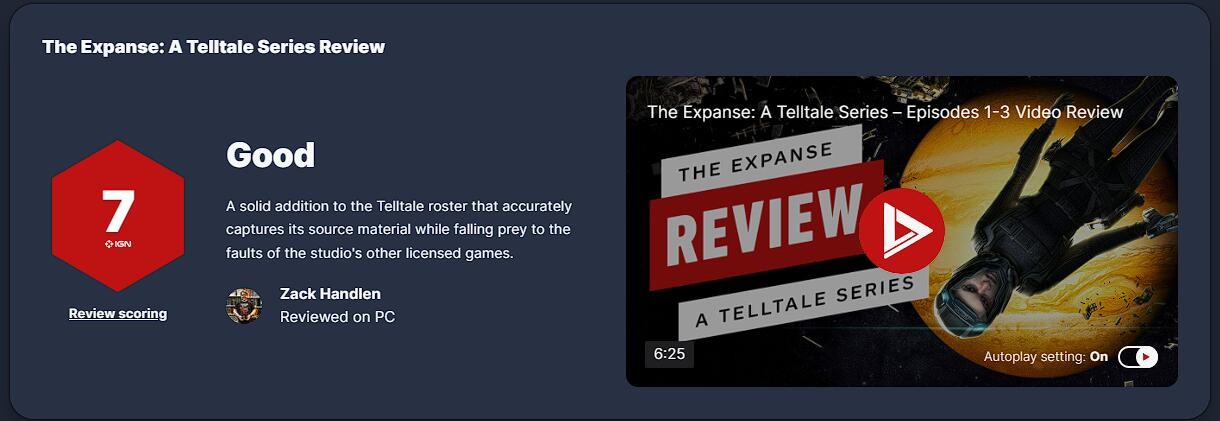 Telltale新作《苍穹浩瀚》获IGN7分评价剧情出色！