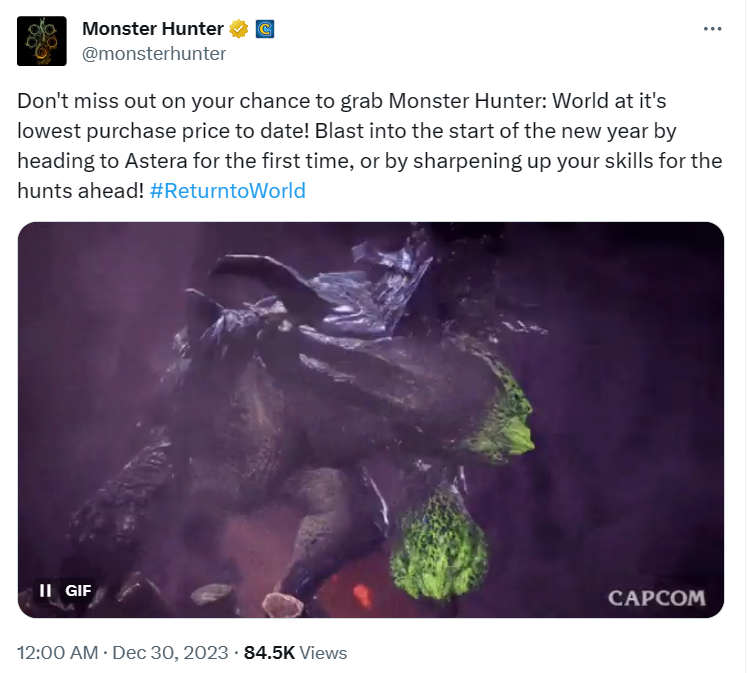 《怪物猎人：世界》目前历史最低价！官方提醒别错过图片1