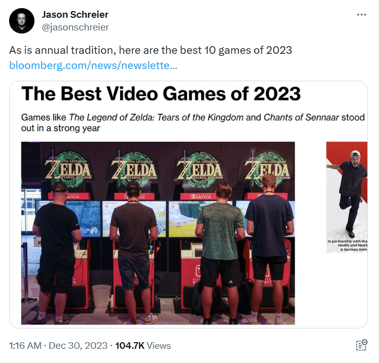彭博社评选2023年十款最佳游戏！《暗黑4》上榜被质疑